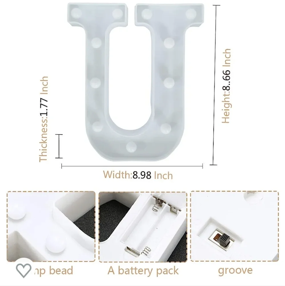 LED light up letter U decoration